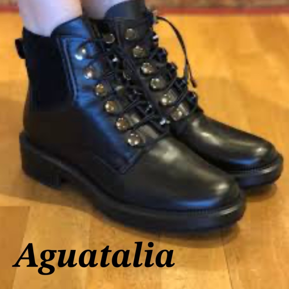Aquatalia black Combat boots Size 8